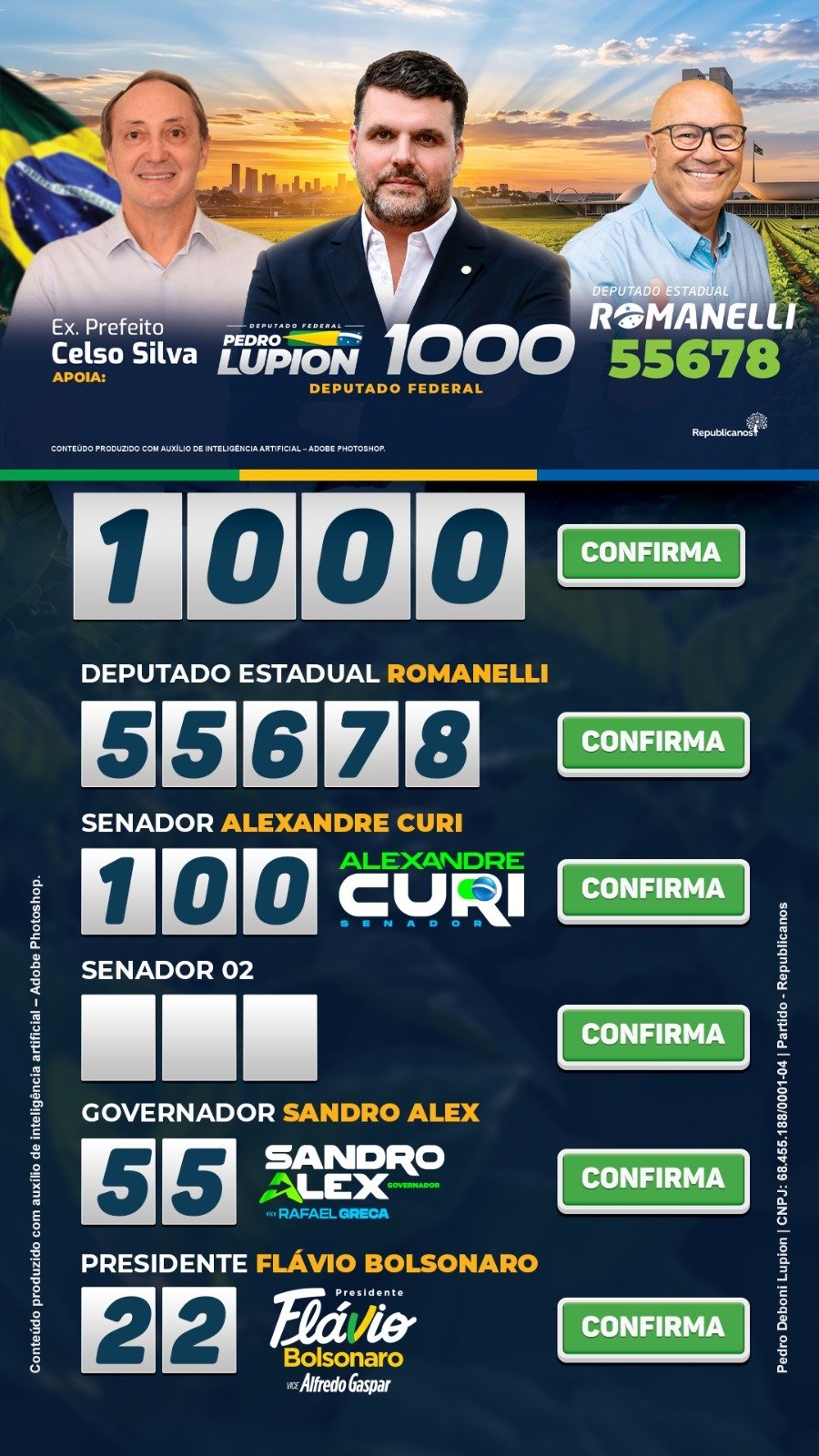 Apoio de Celso Silva e Romanelli